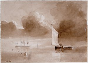 Estudio compositivo para un paisaje marino de John Wilson Carmichael